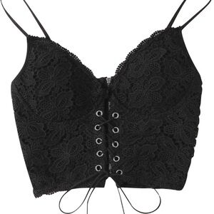 black lace corset crop top